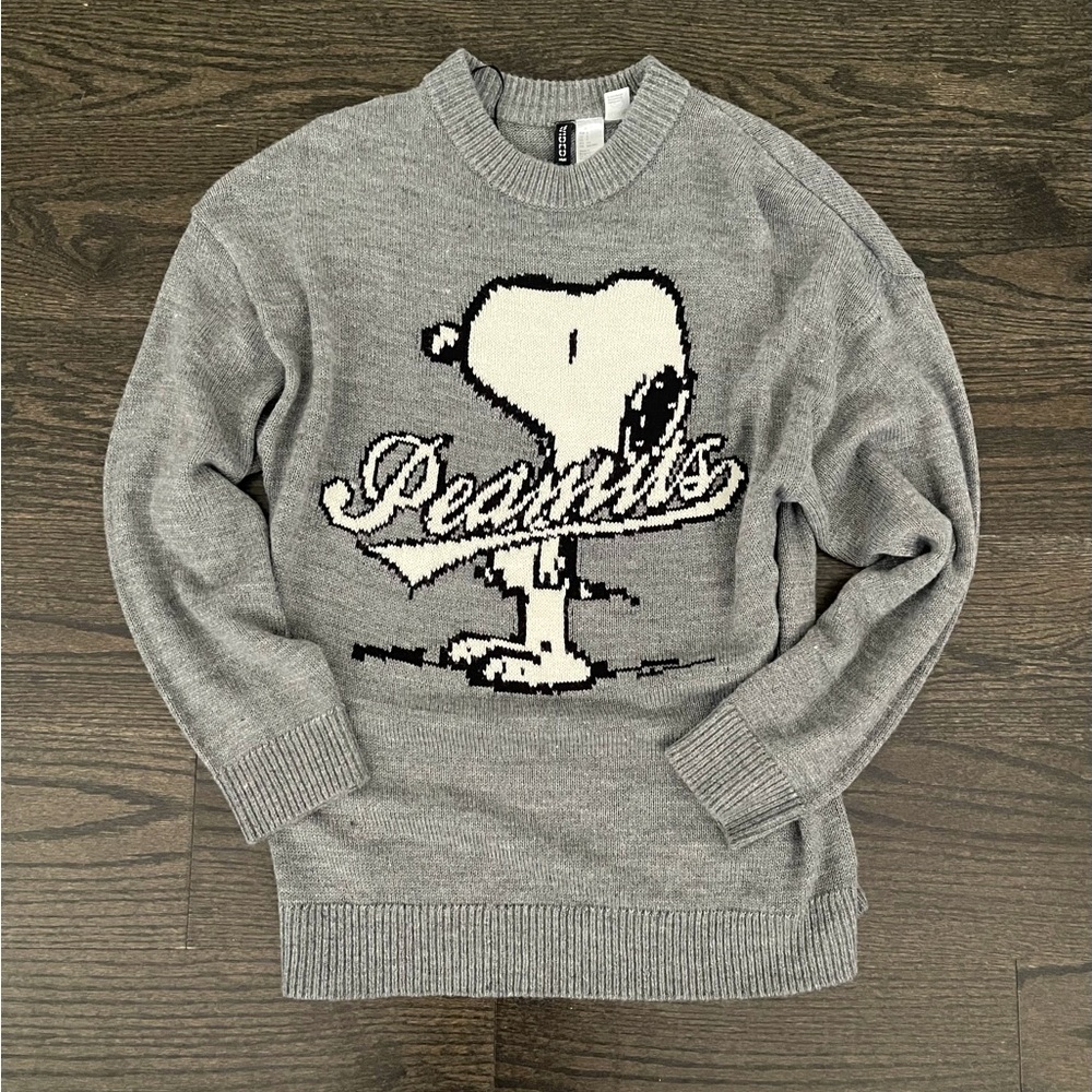 H&M Gray Snoopy Peanuts Knit Sweater - Picture 7 of 13